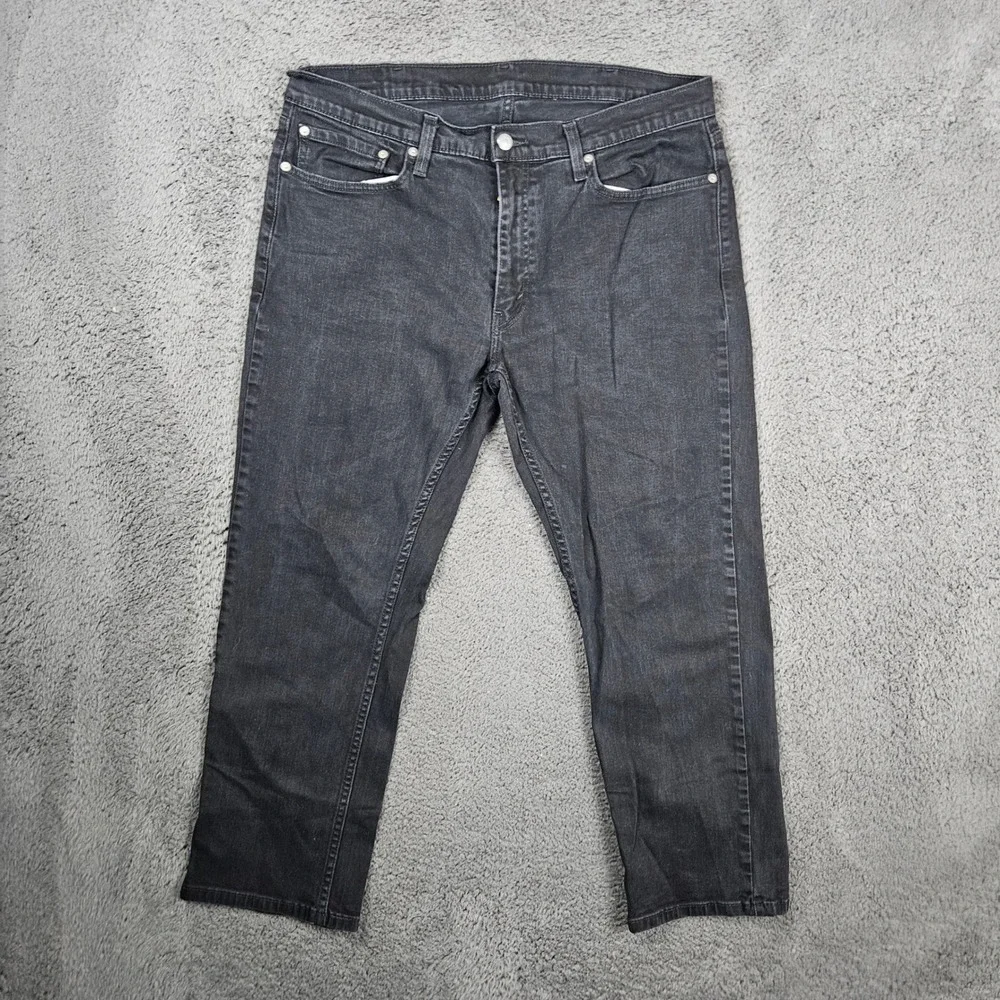 Levi's 505 Regular Fit Jeans Mens‎ W38 L30 Black Denim Pants Waterless